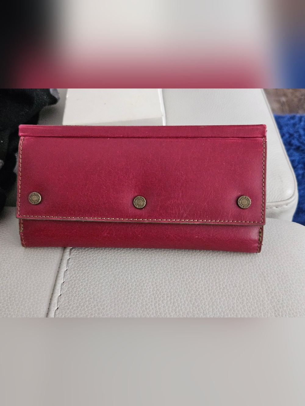 Mattandnat Classic Red Leather Long Wallet - Women's Clutch NWOT $20